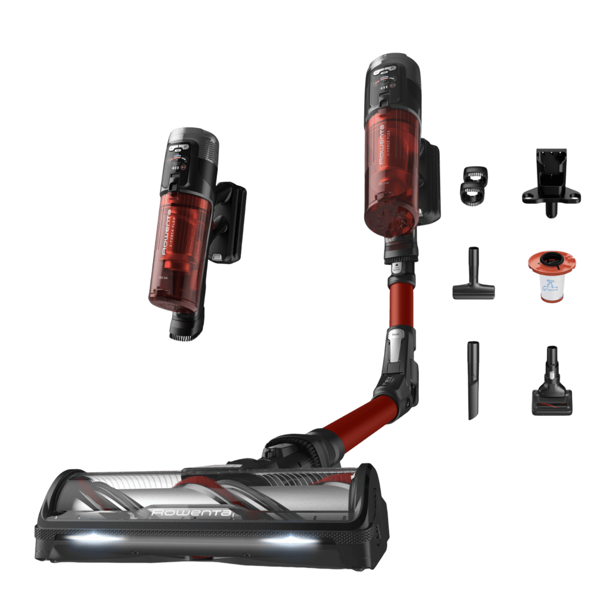 ROWENTA RH9A73 X-Force Flex 13.60 Animal - Steelstofzuiger incl. kruimelzuiger - Accuduur 60 min - Rood — afbeelding 1