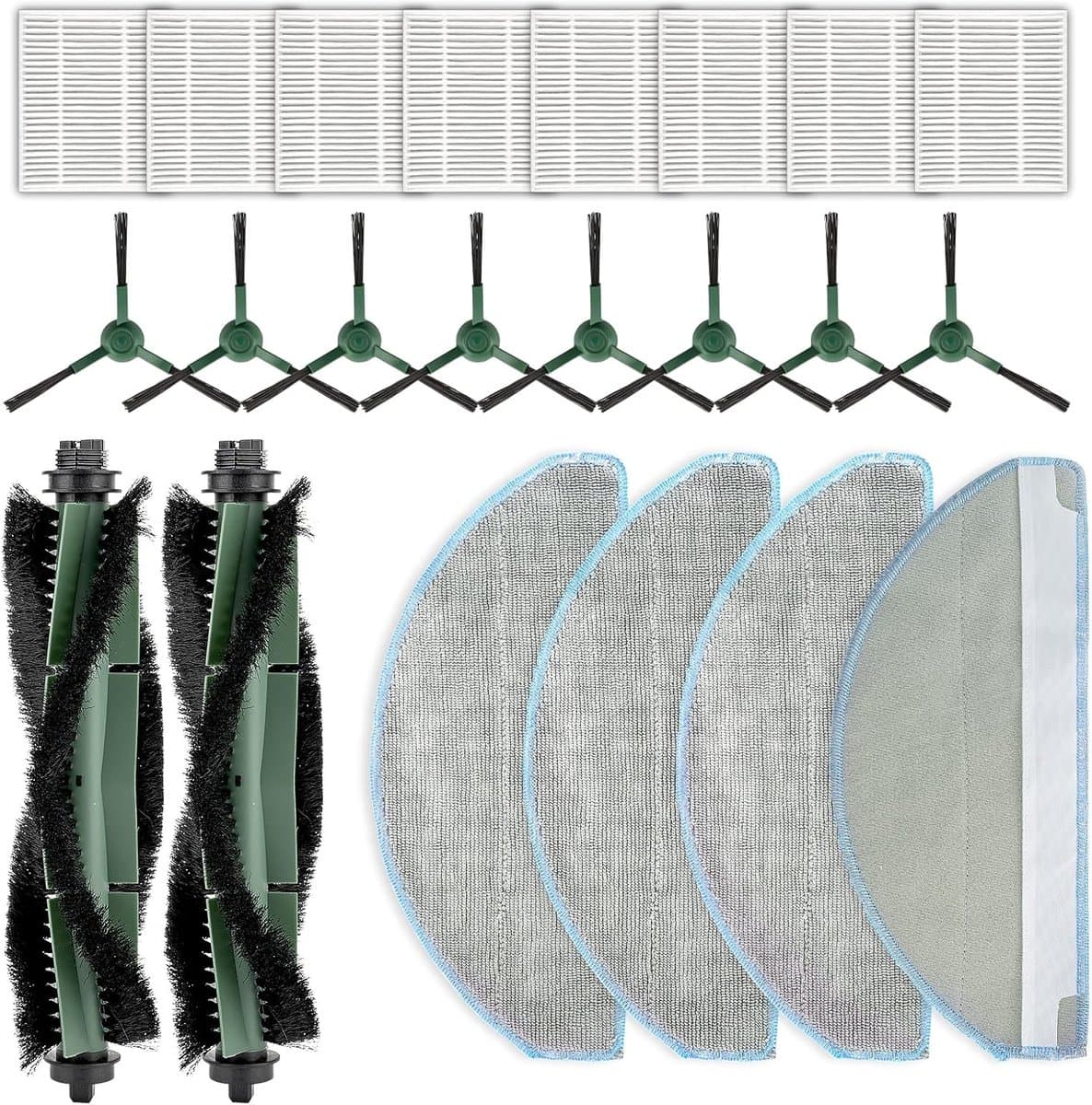 22 stuks Accessoires voor stofzuigers - 2 Rolborstels, 4 Mop Pads, 8 HEPA-filters en 8 zijborstels - Voor iRobot Roomba 104, 105 Vac, 105 Combo, Combo Essential Y0140 Y0110 - Accessoires voor robotstofzuigers — afbeelding 1