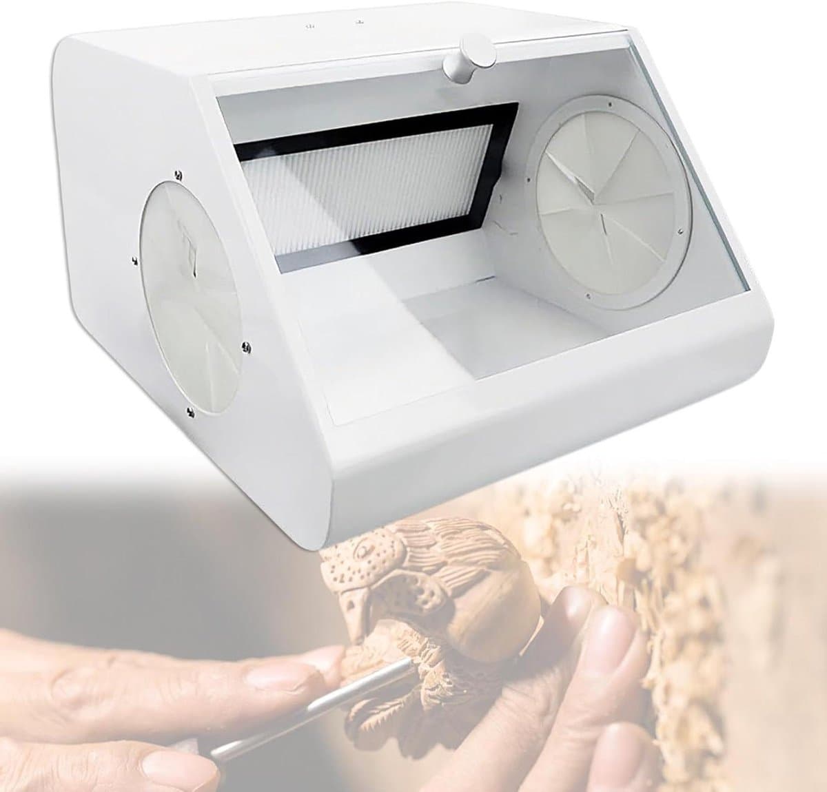 Stofafzuiging met LED - Afzuigkast Polijsten - Stofvrij Werken - Gehard Glas Scherm - 32.8 cm Breed - Zwart — afbeelding 1