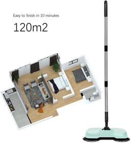Veger Mop Stofzuiger - Vloerreiniger Handmatig - Huishoudelijk Schoonmaken - Drie-in-één Functionaliteit - 1 Stuks - Mintgroen — thumbnail 4