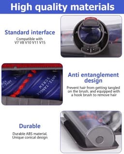 Mini Turbine Nozzle voor V7.V8.V10.V11.V15 Stofzuigers, Elektrische Matrasborstel Compatibel voor Korte Stapel Tapijten en Harde Vloeren, Ideaal voor het Schoonmaken van Matrassen Grijs — thumbnail 5