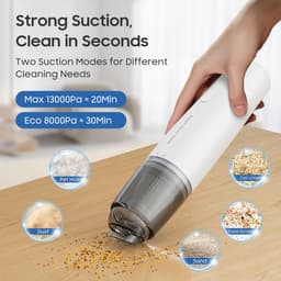 Kruimeldief - Handstofzuiger - Draadloze Stofzuiger - Autostofzuiger - Draagbare Stofzuiger - Kruimelzuiger - USB Oplaadbaar - Sterke Zuigkracht - Wasbaar Filter - Inclusief 2 Filters - Draadloos - - Zonder Zak - Compact - Wit - 1 Stuk — thumbnail 2
