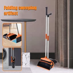 Bezem en Stoffer - Reinigingsset - Compact Schoonmaken - Opvouwbaar Ontwerp - 26 x 26 x 8.5 cm - Oranje — thumbnail 2