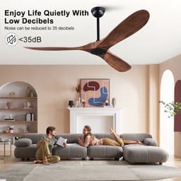 MIVRAY Plafondventilator – Stil 60 Inch – Omkeerbare DC Motor – ABS – Zwart en Donker Walnoot – Zonder Licht – Afstandsbediening en Timerfunctie — thumbnail 3