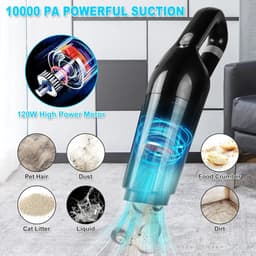 Sterke accu handstofzuiger - 15.000 Pa - draadloos - testwinnaar - 120 W - nat en droog - voor dierenhaar - auto huis - 3 x wasbaar filter — thumbnail 2