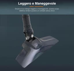 Krachtige Elektrische Bezemaanduiding met Kabel 400 W - Handige Strijkijzer voor Alle Vloeren - Tank 1 Liter - Modern Design Grijs - Ideaal voor Dierenharen en Vuil — thumbnail 2