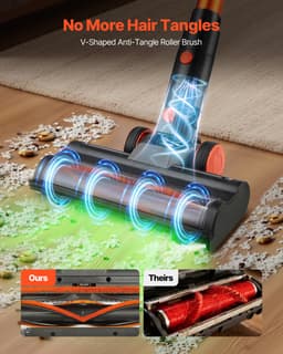 VEVOR Draadloze Stofzuiger 40 Kpa Max. Zuigkracht, Oplaadbare Steelstofzuiger Met Stofbak en Led-Display, Handstofzuiger Met 47 Min. Gebruiksduur voor Tapijten, Dierenharen en Harde Vloeren — thumbnail 5