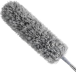 Platte Stoffer - Stofwisser Dweil - Onder apparaten schoonmaken - Afneembare microvezelkop - 46 cm - Grijs — thumbnail 5