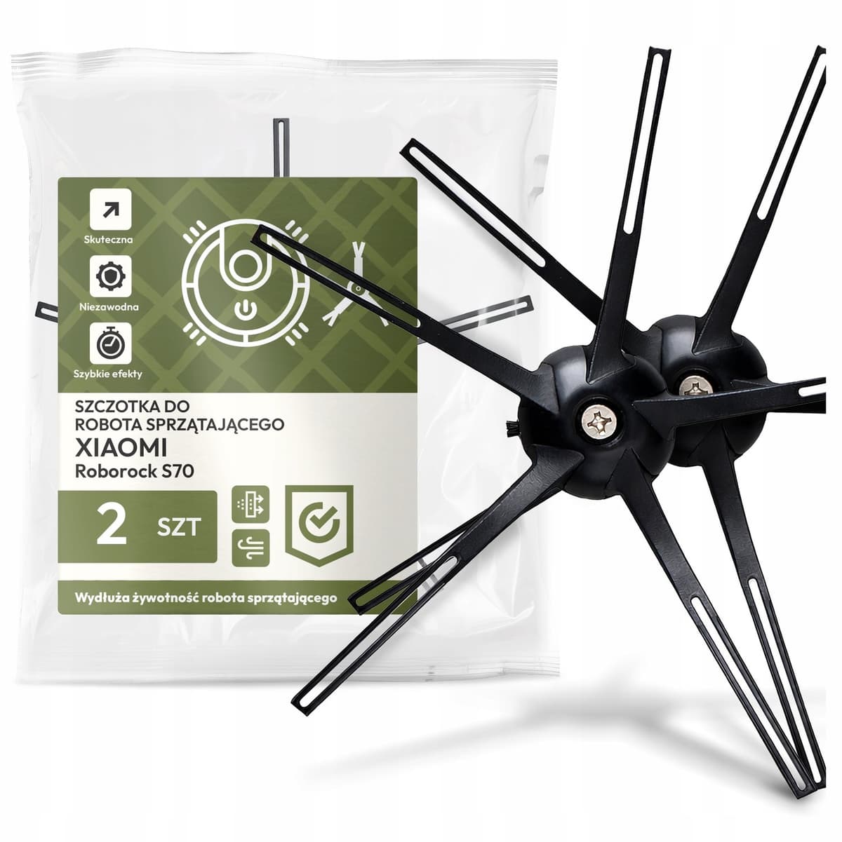 2x Zijborstel voor Xiaomi Roborock S70 Robotstofzuiger — afbeelding 1