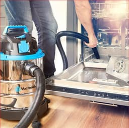 3-in-1 Nat- en Droogzuiger met Blaasfunctie en Stopcontact voor Elektrisch Gereedschap, 1250 W, 18 kPa, 20 L RVS Tank, voor Werkplaats, Garage en Auto — thumbnail 4