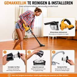 DPLUNIQ Stofzuiger - Handstofzuiger - Steelstofzuiger - Vloerreiniger - Gereedschap - Accessoires - 2x DeWalt 20V - Geel/Zwart — thumbnail 3