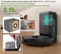 12-Pack Stofzakken Gescht voor Eufy Clean X8 Pro / X10 Pro Omni Robotstofzuiger Zelf-lege Station 2,5L Grote Capaciteit Vervangingszak — thumbnail 4