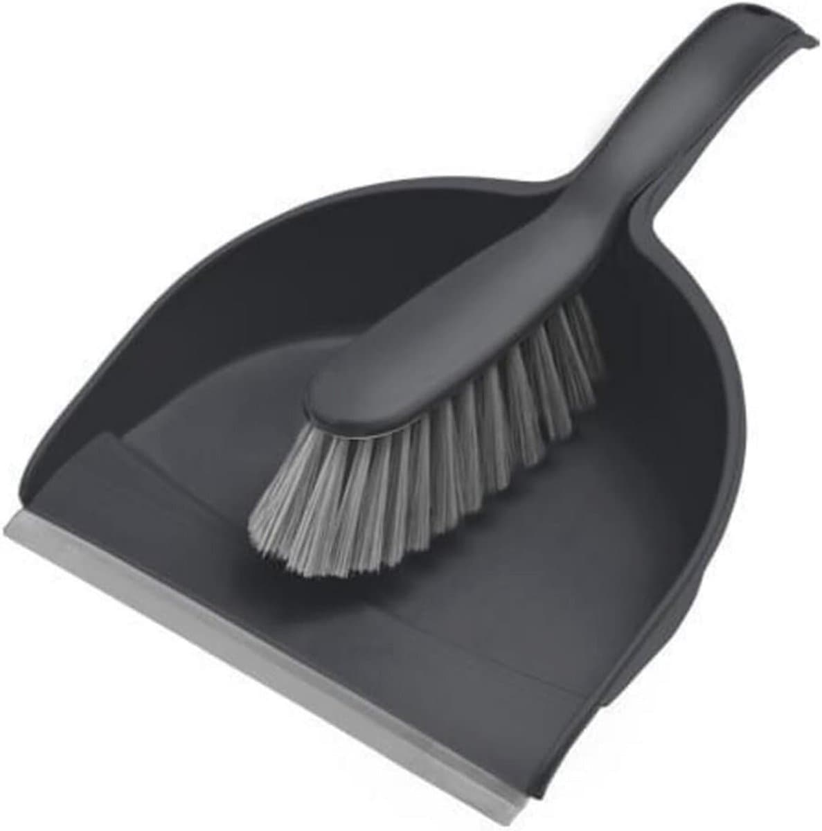 Stofpan Compact met rubberen lip en borstel - Grijs — afbeelding 1