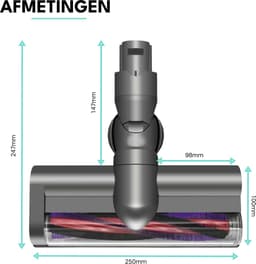 ZENC® Zuigmond Geschikt voor Dyson V6, DC58–DC74 & SV04–SV09 Steelstofzuiger - Vloerzuigmond - Mondstuk - Opzetstuk - Stofzuigeraccessoires - Grijs — thumbnail 4