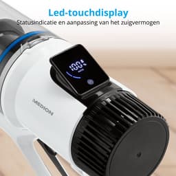 MEDION P400 W steelstofzuiger met wisfunctie (snoerloos, zakloos, cycloontechnologie, 400 watt, 2-in-1 steelstofzuiger, handstofzuiger, oplaadbare batterij, stofsensor, HEPA H13, LED-touchdisplay, bor — thumbnail 2