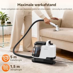Tapijtreiniger – Vloerreiniger – Tapijtshampoo – Meubelreiniger – Auto-interieurreiniger – Krachtige Zuigkracht 18 kPa – Groot Waterreservoir 1,2 L — thumbnail 5