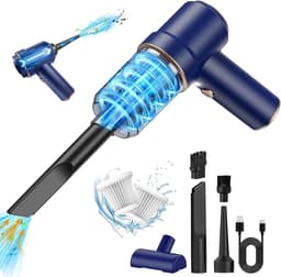 Mini-Handstofzuiger - Blauw - Draadloos - 15.000 PA - Voor Auto en Huis — thumbnail 1
