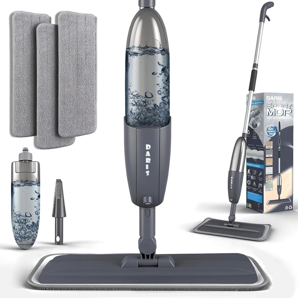 Elektrische dweil - Lichtgewicht - 360 ml Reservoir - 3 Wasbare Microvezelpads - Voor Hardhout, Tegels en Laminaat — afbeelding 1