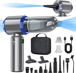 Handstofzuiger 3-in-1 - Draadloze Stofzuiger Mini - Auto en Huis Reinigen - 18000 PA Sterke Zuigkracht - 0.2 liter - Zilverblauw — thumbnail 1