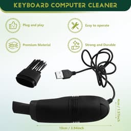 Mini Computer Stofzuiger - Toetsenbord Borstel - Apparaten Schoonmaken - USB Aangedreven - 10 cm Lengte - Zwart — thumbnail 4