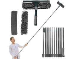 Stofwisser Lange Steel - Afstoffer Plafondventilator - Hoge Plekken Reinigen - Flexibele Microvezelkop - Uittrekbaar - Grijs