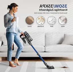 Draadloze Steelstofzuiger - Accu Stofzuiger - Huishouden Schoonmaken - Krachtige Zuigkracht 35.000 Pa - 1 Uur Looptijd - Zwart — thumbnail 1