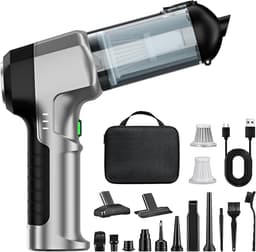 Draagbare Stofzuiger - Handstofzuiger Accu - Auto en Thuis - 4-in-1 Multifunctioneel - 25000 Pa - Zilverzwart — thumbnail 1