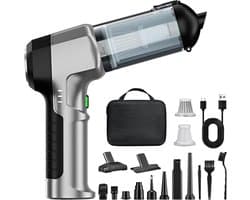 Draagbare Stofzuiger - Handstofzuiger Accu - Auto en Thuis - 4-in-1 Multifunctioneel - 25000 Pa - Zilverzwart