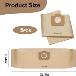 Stofzuigerzakken geschikt voor Karcher 6.959-130.0 WD3 WD3P MV3, vervangende papieren filterzakken voor nat- en droogzuigers (5 stuks) — thumbnail 3