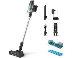Philips Steelstofzuiger Met Dweilfunctie XC3133/01 - Draadloos - Zuigmond met LED verlichting - Zonder Zak - Handstofzuiger - Alle Vloertypen - Matzwart