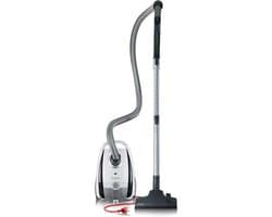 Stofzuiger met zak - Compacte stofzuiger - Schoonmaken vloeren - HEPA 13 filter - 8 meter bereik - Wit grijs