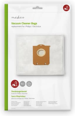 Nedis Stofzuigerzak - 10 Stuks - Synthetisch - Meest verkocht voor: Philips / Electrolux - Wit — thumbnail 1