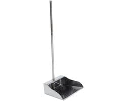 Grote Stofblik - Vuilnisschep - Huishoudelijke Reiniging - Lange Steel - 72 cm - Zilver