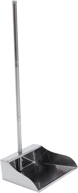 Grote Stofblik - Vuilnisschep - Huishoudelijke Reiniging - Lange Steel - 72 cm - Zilver — thumbnail 1