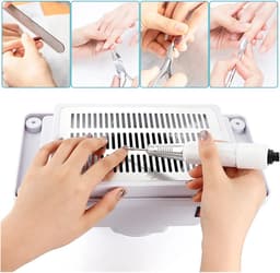 Nagelstof Afzuiger - Nagelstof Collector - Manicure Werkplek - Ingebouwd Tafelmodel - 15x20x5 cm - Wit — thumbnail 2
