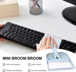 Bezem en veegschep set - Reinigingsset bureau - Kleine ruimtes reinigen - Zacht en krasvrij - 18 cm — thumbnail 5