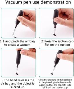 Vacuüm Pen - Zuigpen Hand Tool - Componenten Plaatsen - Verwisselbare Cups - 72 mm Lengte — thumbnail 4
