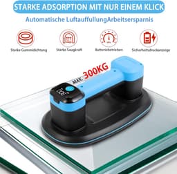 Elektrische vacuümzuiger lift 300 kg - LCD display, 4000 mAh batterij, geschikt voor tegels glas en marmer — thumbnail 4