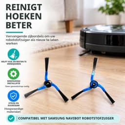 Zijborstels voor robotstofzuiger - 6 stuks - Zwart/Blauw — thumbnail 4