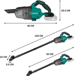 VONROC Krachtige accu steelstofzuiger – VPower 20V – Excl. accu & oplader – 0.6L opvangbak - Incl. 3 mondstukken, 2 verlengbuizen en flexibele slang — thumbnail 3