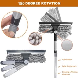 Stofwisser Lange Steel - Afstoffer Plafondventilator - Hoge Plekken Reinigen - Flexibele Microvezelkop - Uittrekbaar - Grijs — thumbnail 3