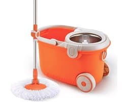 Spinmop Emmer - Dweil Emmer - Vloeren Schoonmaken - Roestvrij Staal - 1.00 Aantal - Zilver