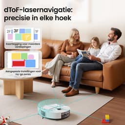 Lefant M265 Robotstofzuiger met dweilfunctie – 20.000 Pa zuigkracht – Automatisch dweilen – Zelfdrogend – Wit –Herbruikbare stofbak – Geschikt voor huisdierhaar – dTOF LiDAR-navigatie — thumbnail 4
