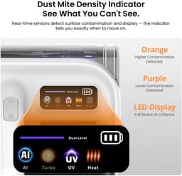 NARWAL U50 Smart Matrasstofzuiger – 15 kPa Zuigkracht, 58°C Constante Verwarming, UV-C Sterilisatie, Direct op Netstroom, 99,99% Mijtenverwijdering，Mijtenverwijderaars / Matrasreinigers / handzaam，Handstofzuigers – Wit — thumbnail 3