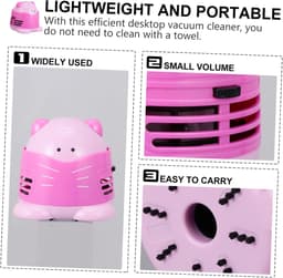 Mini Stofzuiger - Tafelreiniger - Bureau Opruimen - Draadloos Draagbaar - 8.5x8.2x9cm - Roze — thumbnail 3