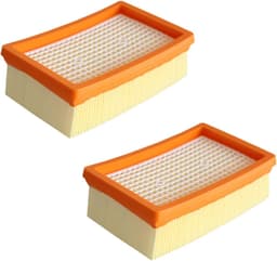 Multifunctioneel vervangingsfilter – Een speciaal plat geplooid filter,--Geschikt voor de Kärcher WD4, MV4, MV6 en WD5P stofzuigers – – Eenvoudige installatie – het reinigen van kasten, tapijten en trappen – Verpakking van 2 stuks — thumbnail 1