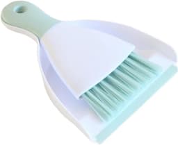 Mini bezem en veger - Kleine schoonmaakset - Bureau reinigen - Compact en draagbaar - 21 cm lengte - Groen — thumbnail 1