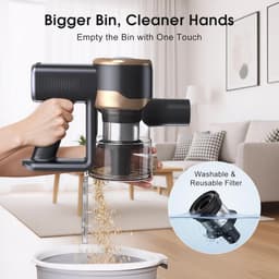 Draadloze Steelstofzuiger - Lichtgewicht Stofzuiger - Huis Schoonmaken - Sterke Zuigkracht - 40 Min Werktijd - Goud — thumbnail 2