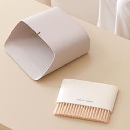 Kleine bezem stofpan - Mini schoonmaakset - Bureau reinigen - Ruimtebesparend ontwerp - 17 x 16 x 8 cm - Grijs — thumbnail 5