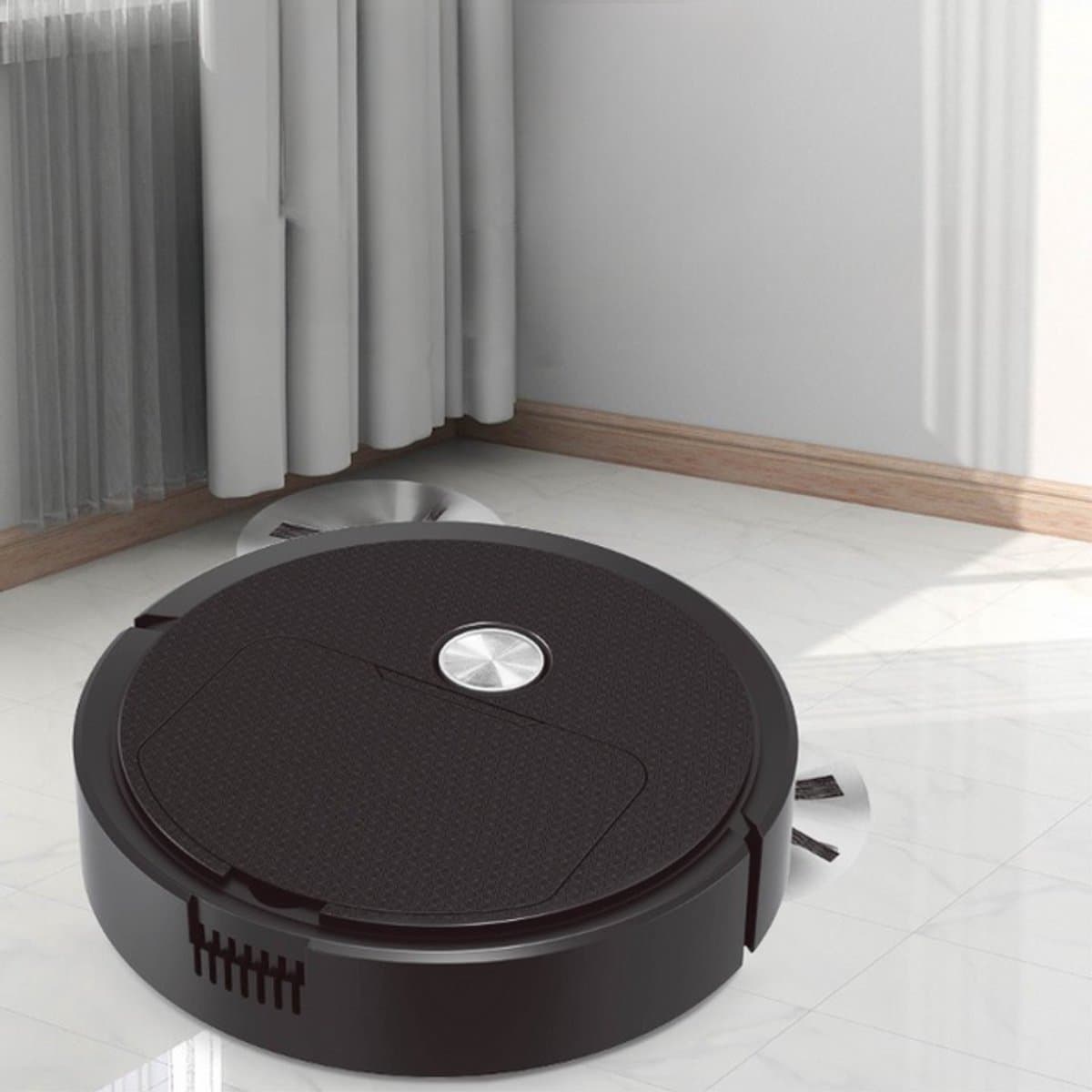 THEROB Smart robot stofzuiger (zwart) met borstels en Veegdoek. 3 in 1.Zuigen, vegen en dweilen. — afbeelding 1
